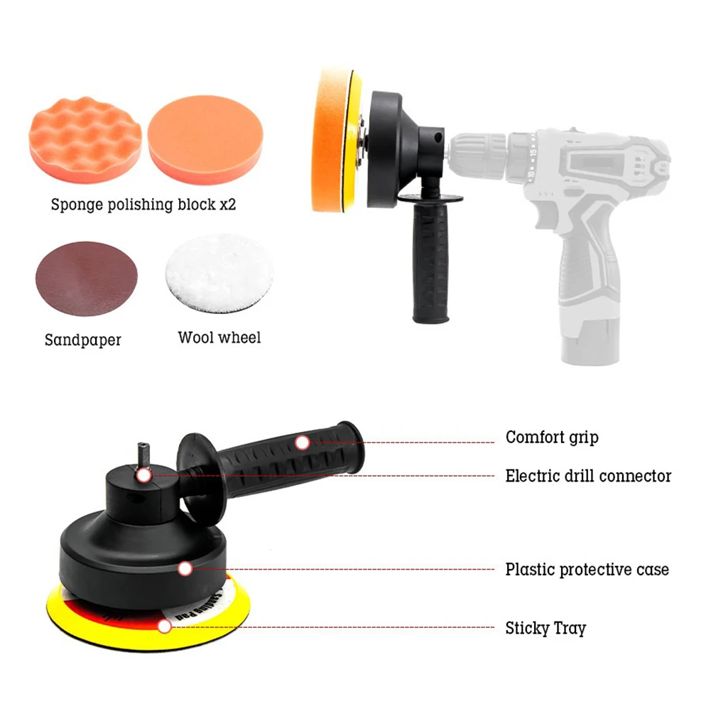 Electric Drill Turning Polisher Grinder Set Polishing Machine Sander Waxing  Tool Kit For Car Auto Buffing Power Tool Accessories - AliExpress