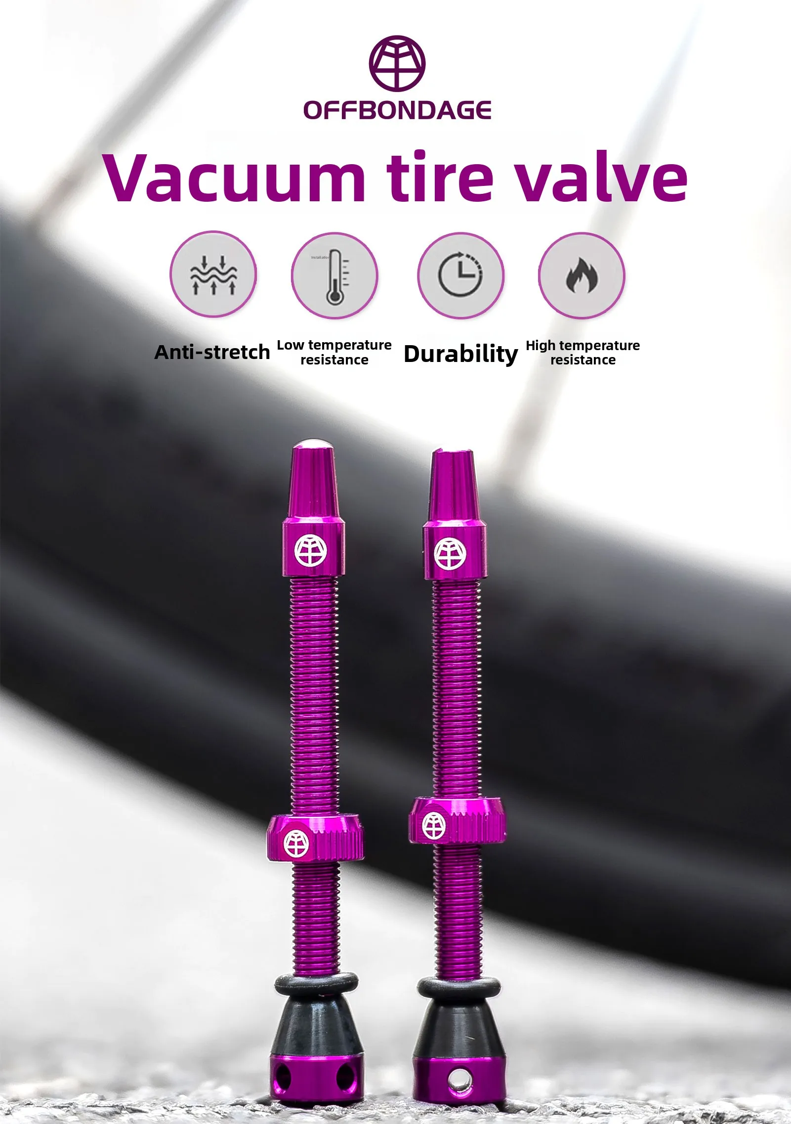 Description Picture 2 of itemOFFBONDAGE Bicycle F/V Tubeless Valve Bike Presta Valve 45/65/80mm Aluminum Alloy Ultralight Valve Air mtb Bike Accessories