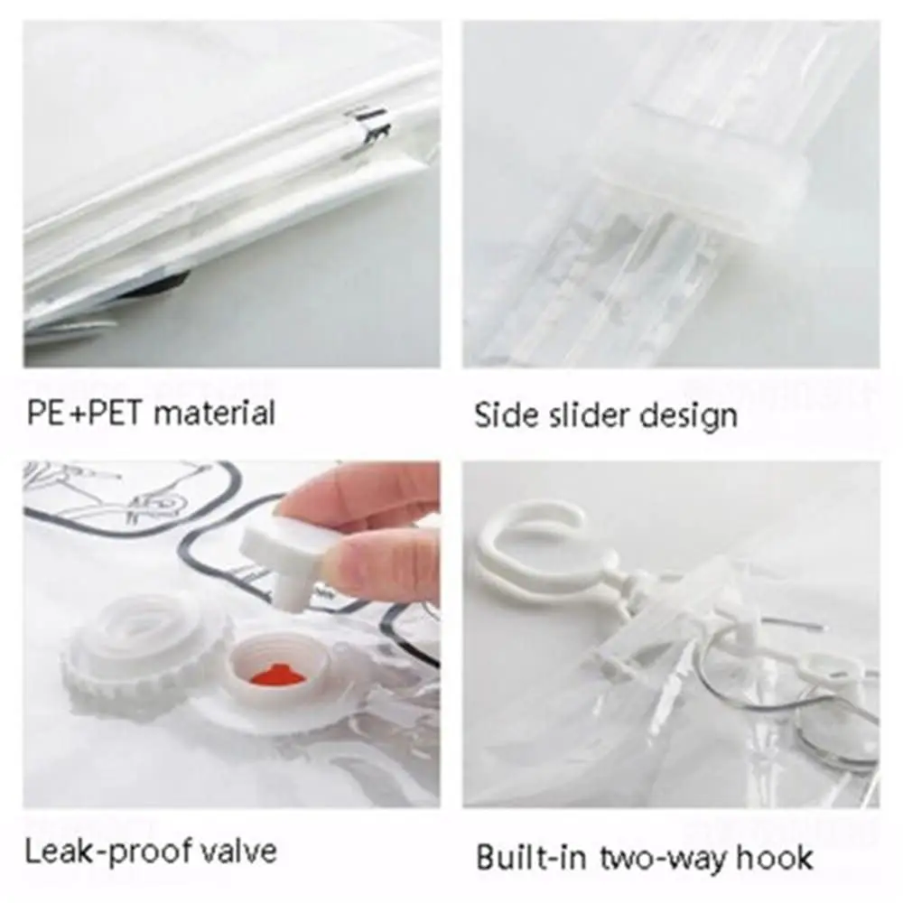6 Pack Hanging Vacuum Storage Bag Reusable Space Saver Compressed Bag with Hangers for Clothing for Jacket, Suits, Dress, 6
