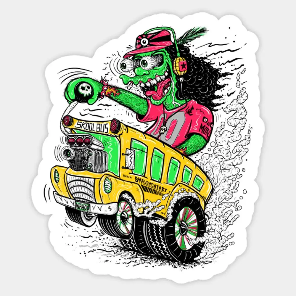 

Banzai Short Bus Sticker for Laptop Decor Bedroom Car Cute Cartoon Art Fashionable Public Suitcase
