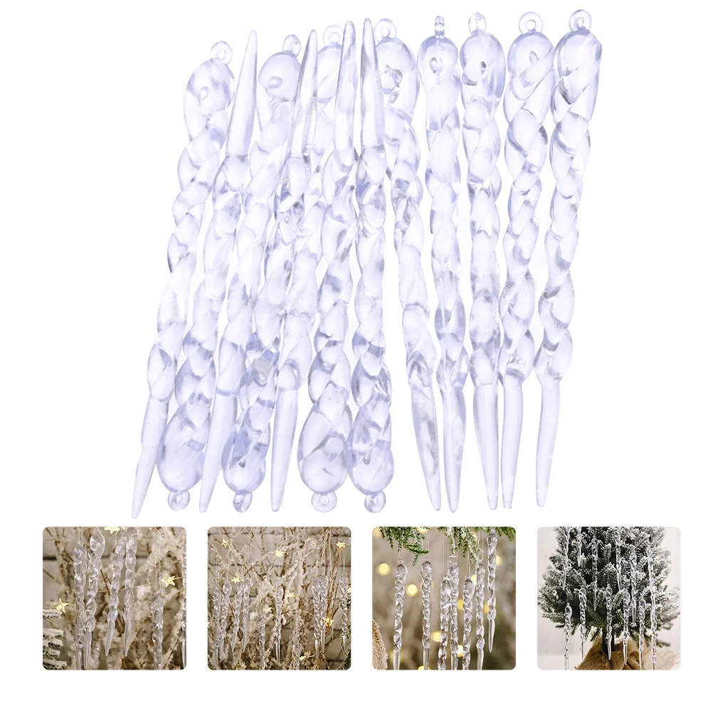 Clear Icicles For Christmas Tree Xmas Tree Hanging Pendant Fake Icicles Christmas Tree Pendant Xmas Tree Decor Navidad woven christmas tree set wall hanging xmas tree diy art crafts woven tapestry cotton rope christmas tree decoration supplies