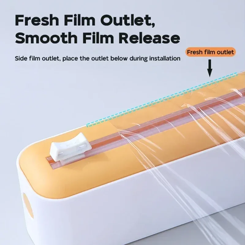 New Food Film Dispenser Magnetic Wrap Dispenser With Cutter Storage Box Aluminum Foil Stretch Film Cutter Kitchen Accessories ﻿