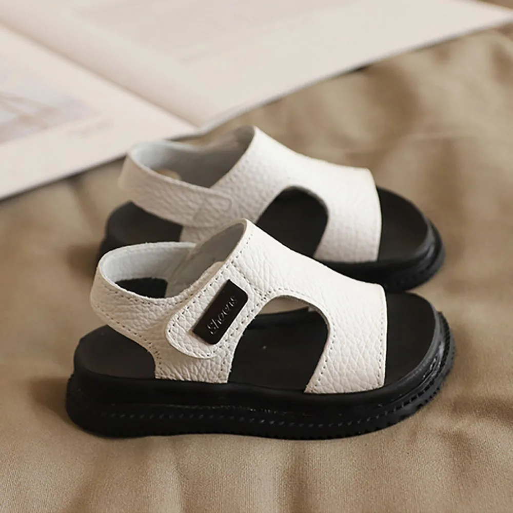 Summer Beach Sandals For Boys Korean Style Children Footwear PU Leather Anti-slippery Soft-soled