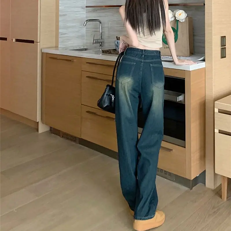 Harajuku Women Jeans Pant High Waist Denim Pants Cotton Wide Leg Denim Clothing Blue Jeans Fashion Straight Pants