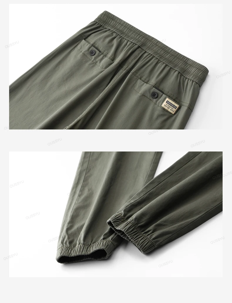 High Quality 98%Cotton Men's Casual Pants Man Thin Drawstring Elastic Waist Korean Khaki Sweatpants Jogging Harem Trousers Male