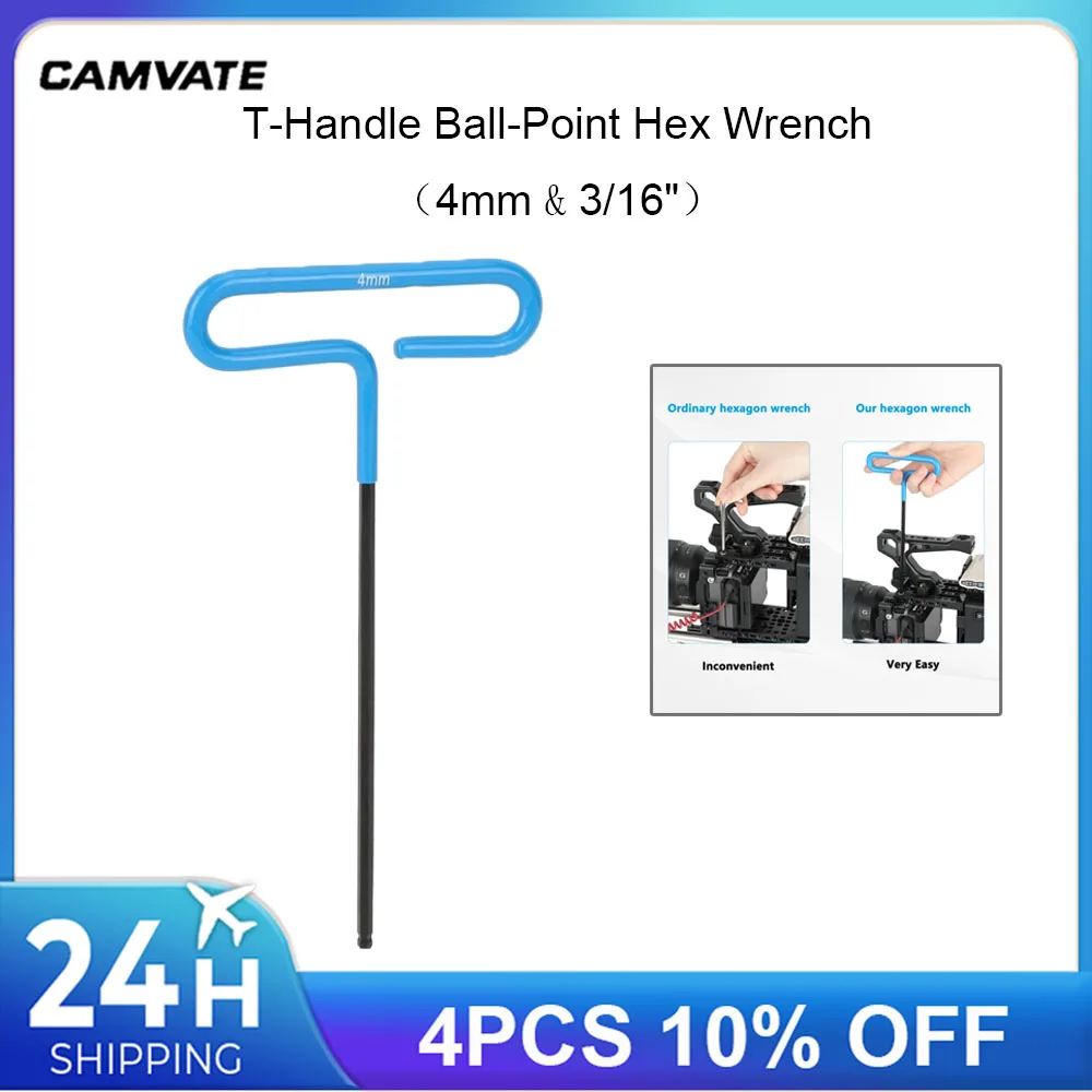 CAMVATE Camera T-Handle Hand Tools Ball-Point Hex Wrench Screw Tools (4mm&3/16") Ball-End Design For Easier Operation