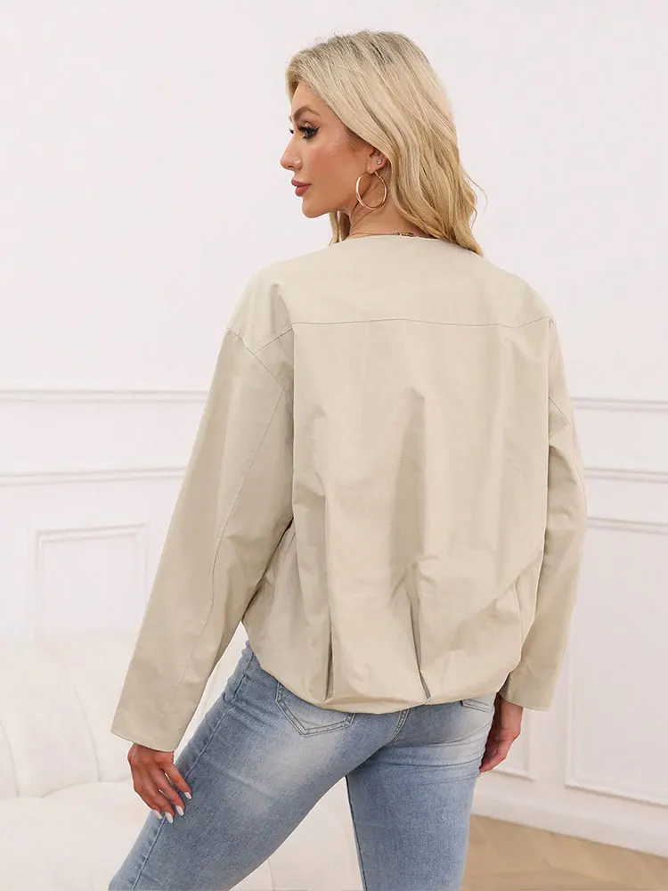 HH Spring Women Casual Solid Baseball Uniform Bomber Jackets O Neck Long Sleeve Zipper Coat Autumn Woman Commuting Outwear