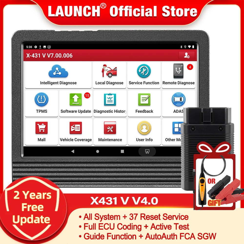 Launch X431 PROS V+ Diagnostic Scanner with CANFD, ECU Coding Car Scanner,  AutoAuth for FCA SGW, Key Programmer,37 Plus Reset with Bidirectional Scan