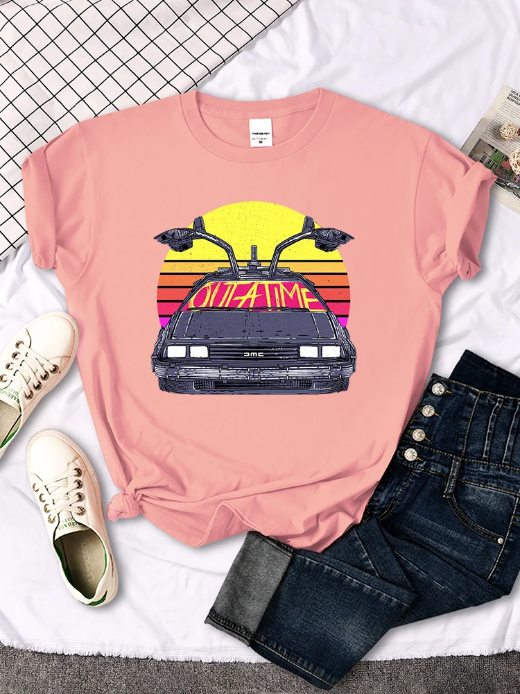 T shirt women's Back To The Future car pattern print tops women fashion Vintage O-neck Tshirt Casual Loose vitality tees