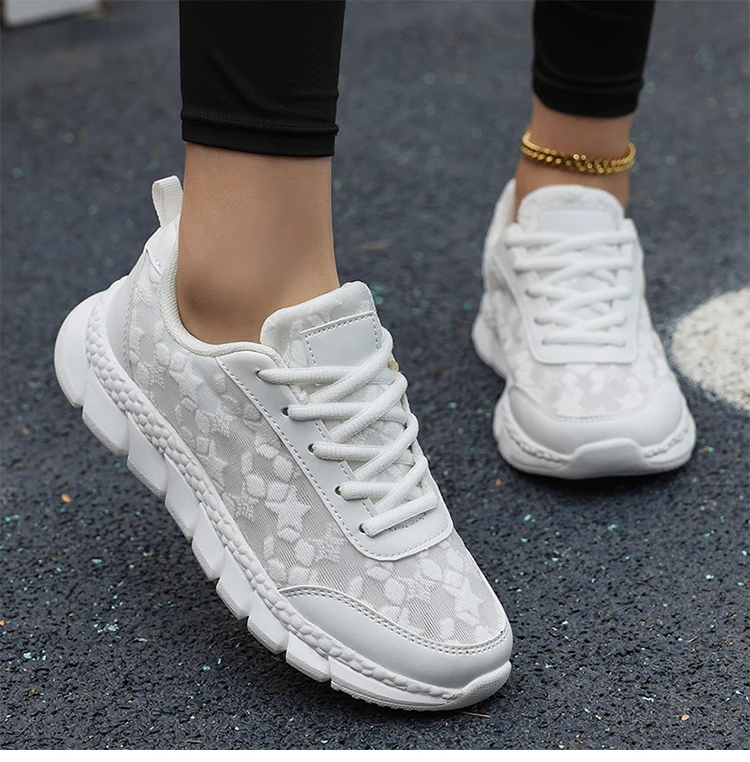 Damen-Sneaker, atmungsaktive Mesh-Turnschuhe, Sportschuhe für Damen, Trainer, weiße Schuhe, Körbe, Damenmode, 2025, Schuhe, Tennis, weiblich – Detail 4