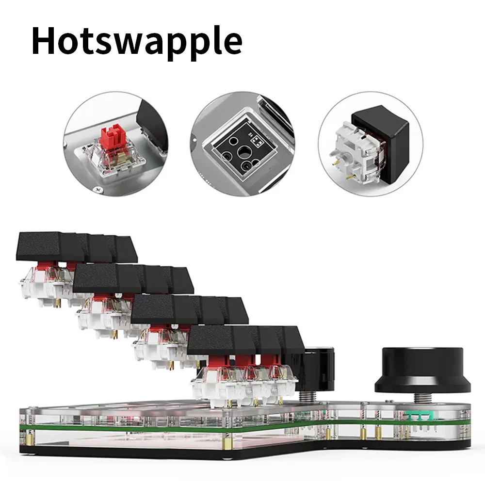 Mechanisch Toetsenbord Met één Hand, RGB Macrotoetsenbord Met Led Achtergrondverlichting Programmeerbare Hot Swap Doe Het Zelf Macro Behuizing