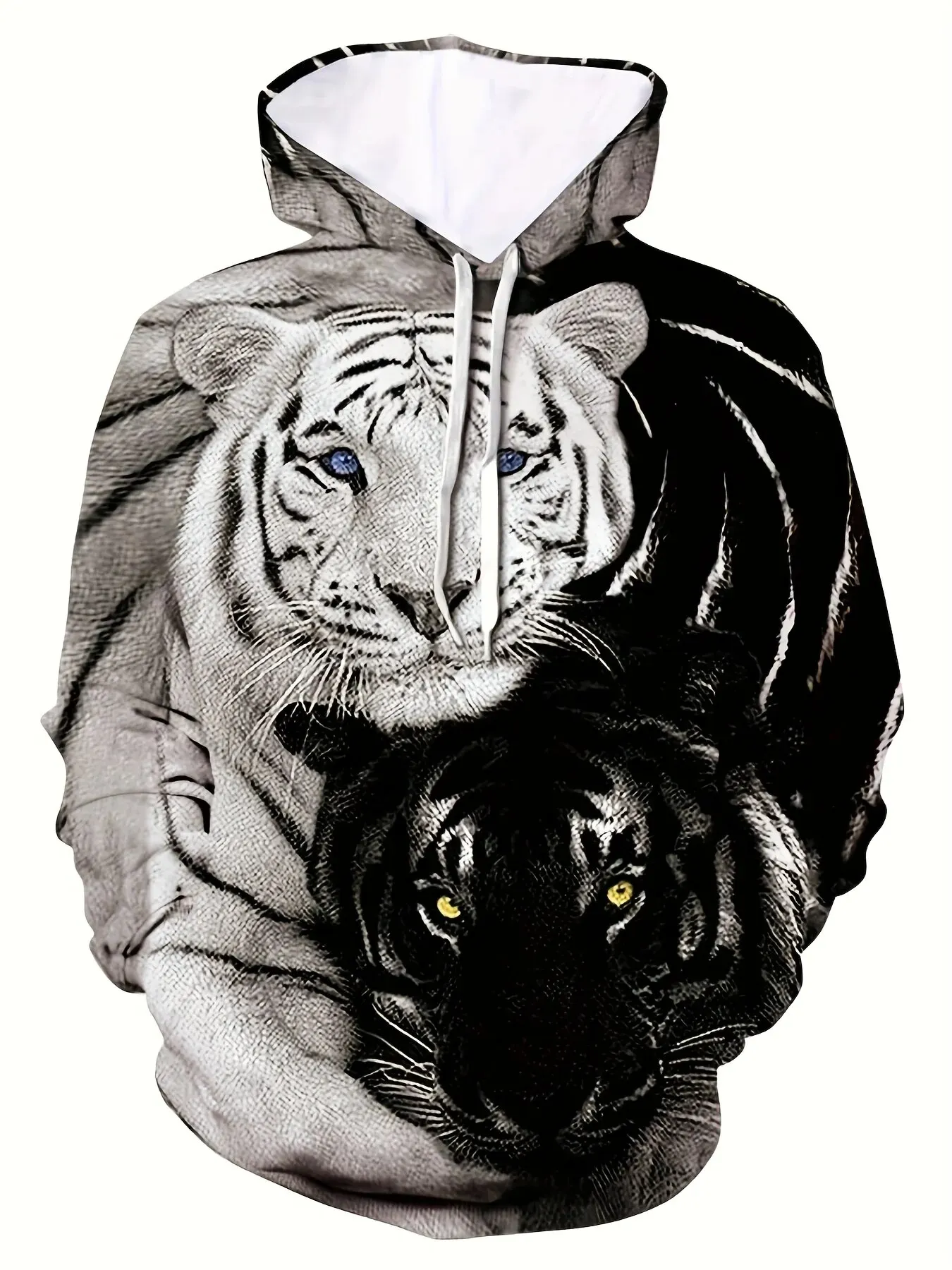 thumbnail image 1 of Sudadera con capucha con estampado 3D de tigre animal, temporada de primavera y otoño, jersey de moda para hombre de talla grande, camisa deportiva informal y fresca para exteriores, 1 of 5