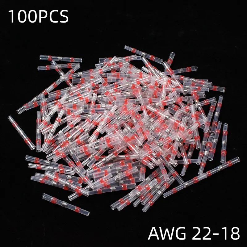 

ZUPA 100PCS Solder Seal Wire Connectors Heat Shrink Insulated Electrical Wire Terminals Butt Splice Waterproof AWG 22-18