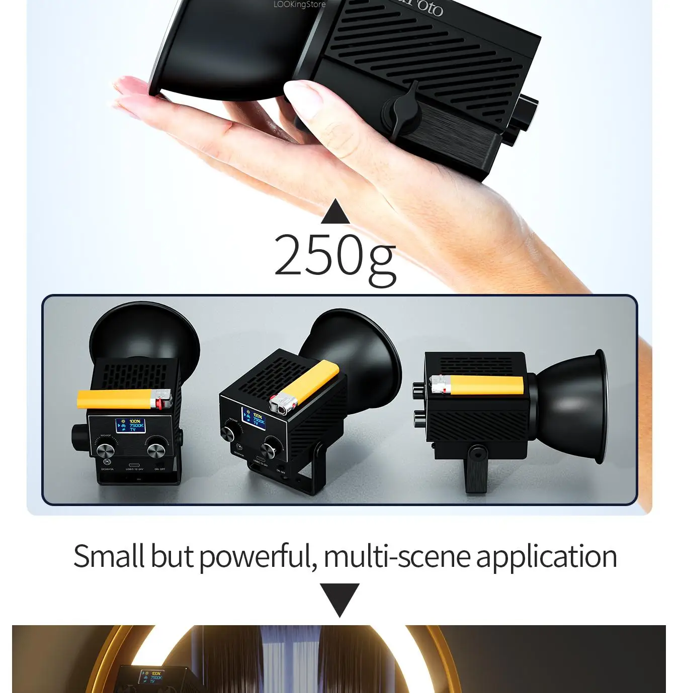 Litufoto U8 LED 비디오 조명, 휴대용 필 라이트, 전문 스튜디오 사진 램프, 사진 비디오용, 60W, 2700-7500K