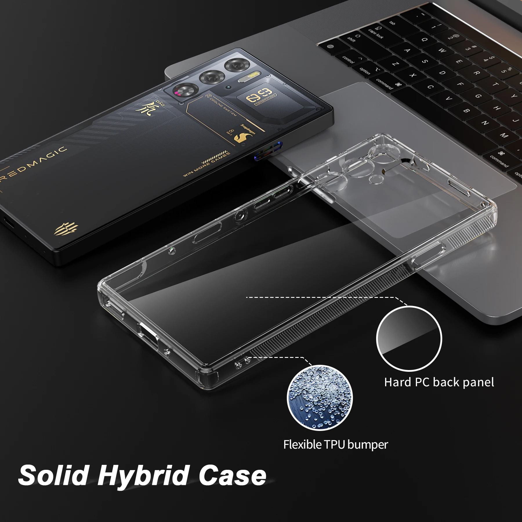 Slim Fit Clear Case for ZTE Nubia Red Magic 9 Pro/Red Magic 9 Pro+, Hard PC Back & Soft TPU Bumper Protective Shockproof Cover