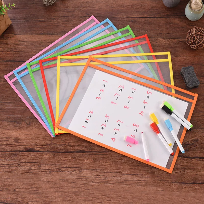 MILEKE Heavy Duty Dry Erase Pockets, Rewritable Dry Erase Sleeves For School And Work, Clear WorkSheet Protectors, 10" X 13.5" Plastic