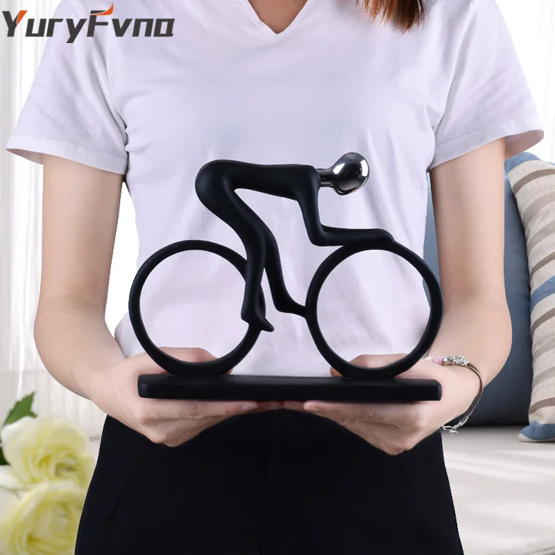 YuryFvna Bicycle Statue Champion Cyclist Sculpture Figurine Modern Abstract Art Athlete Home Decor New Room Decoration Ornaments ornament crafts resin ornaments resin crafts