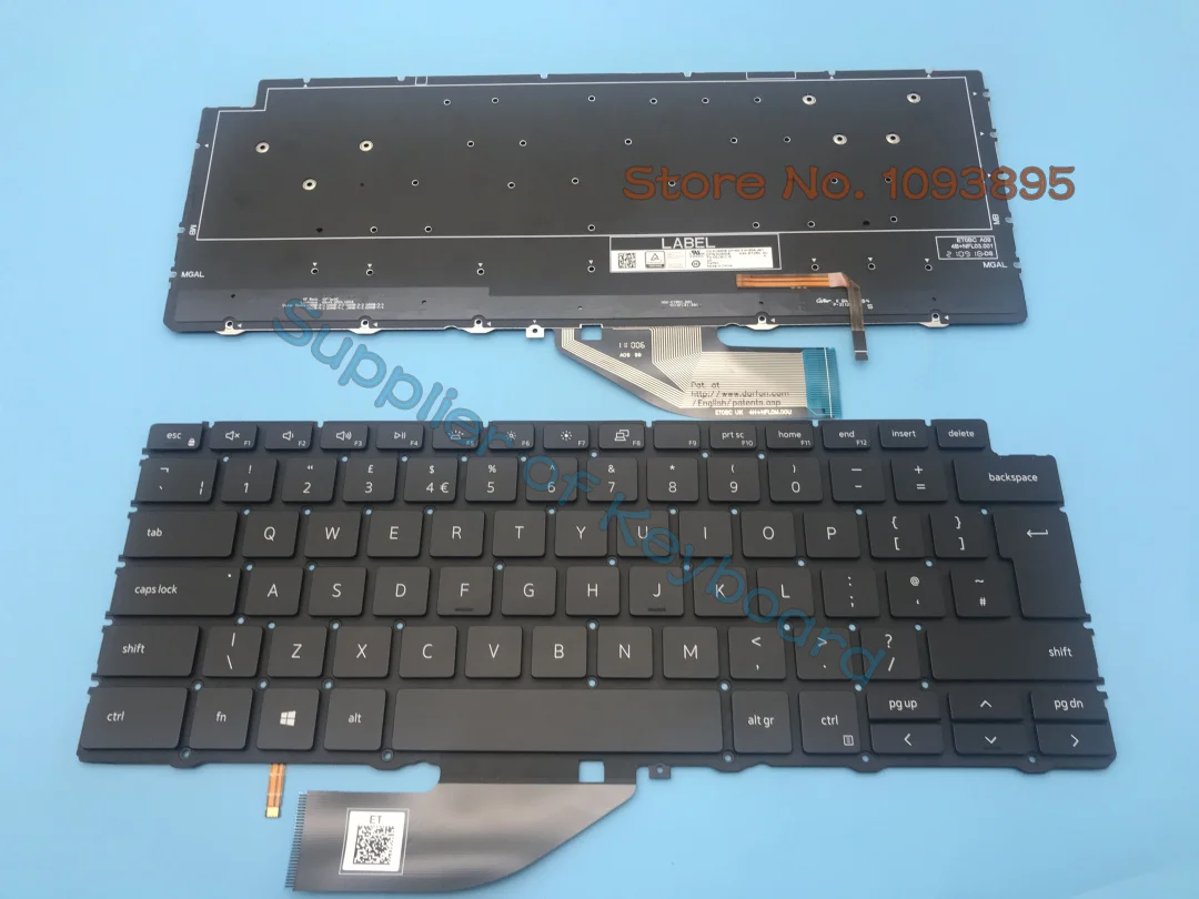 Teclado Original do Portátil para Dell em Reino Unido gb Dell Xps 13 7390 9310 Teclado Retroiluminado Novo
