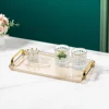 1pc Storage Tray, Household Rectangular Storage Rack, Transparent And Simple Storage Tray With Golden Handle, For Living Room, D 4