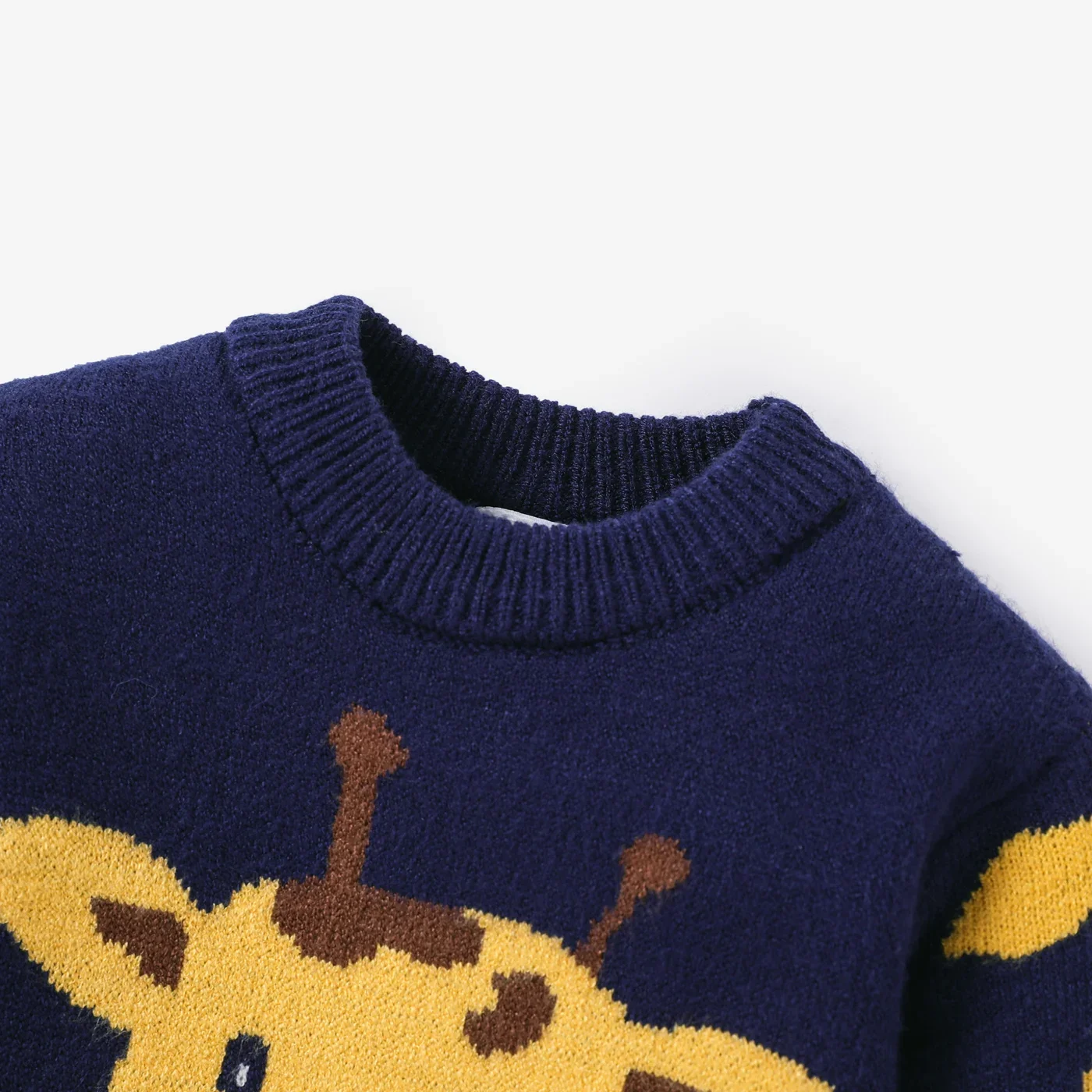Knit Sweater PatPat Baby Boy Giraffe Embroidery Long-sleeve Soft Comfortable for Outings Daily Wear Basic Style
