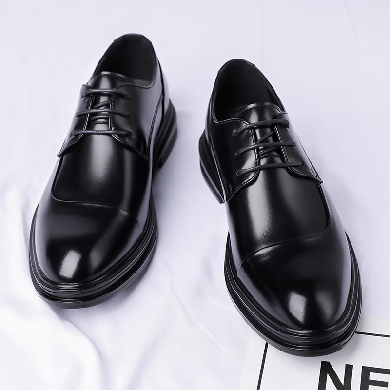 Leather Shoes for Men Inside Increase Business Formal Thick Sole High-grade Shoes British Style Breathable Casual for Men