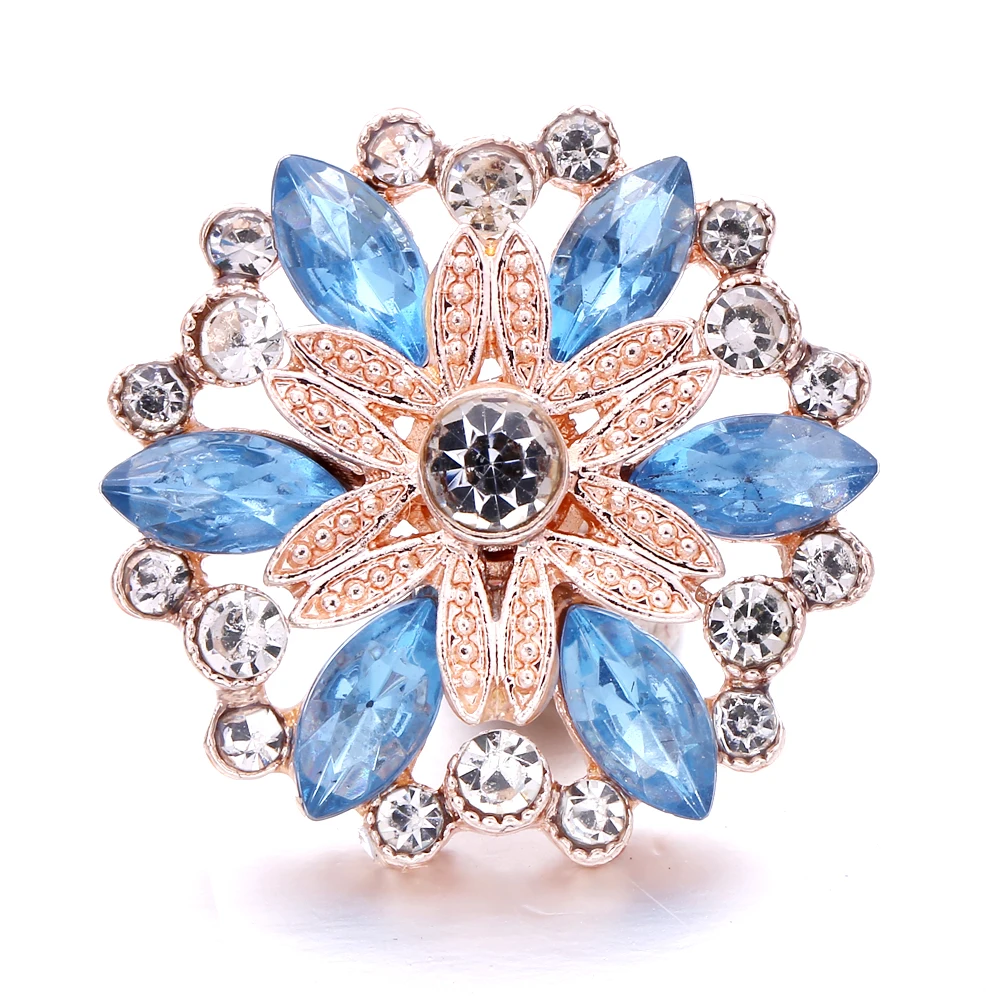 15pcs New Flower Snap Button Jewelry Rhinestone Metal 18mm Snap Buttons Fit 20mm 18mm Snap Button Bracelet Necklace