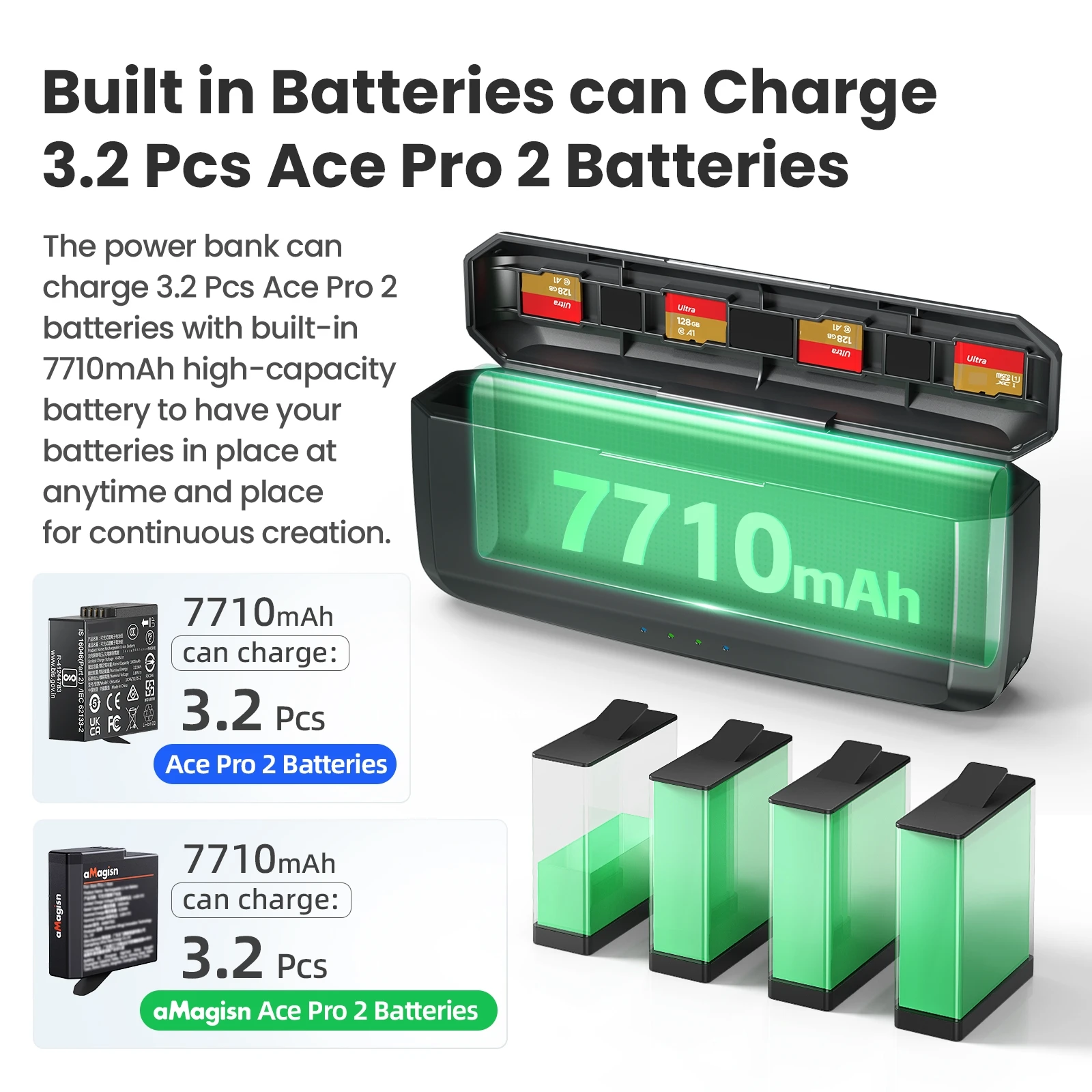 Battery Charge For Insta360 Ace Pro2 Fast Charging Case Battery Charge Storage Station For Insta360 Ace Pro2 Accessories 3