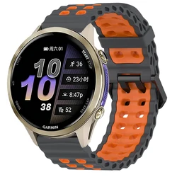 Breathable 22mm Ocean Silicone Sports Watch Strap - Garmin 570 47mm (Space gray orange)