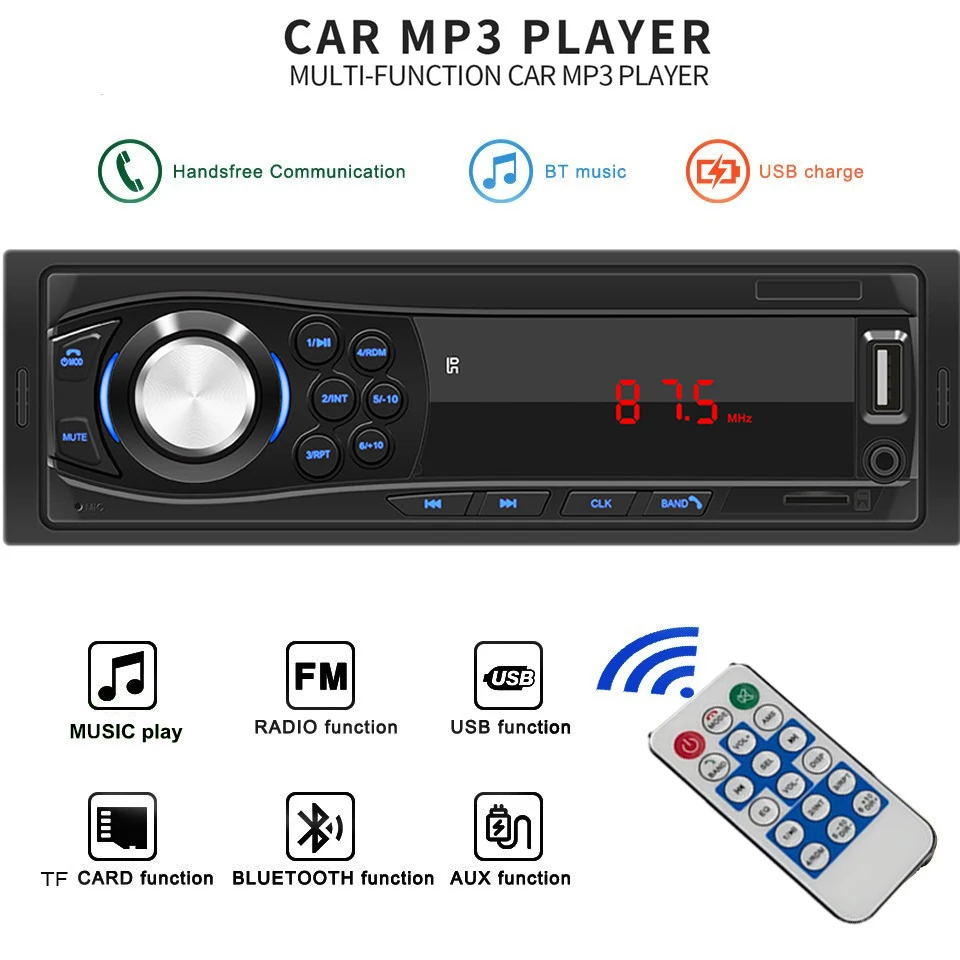 Автомагнитола KEBIDUMEI мультимедийный плеер с Bluetooth AUX USB FM 12 В громкой связью |