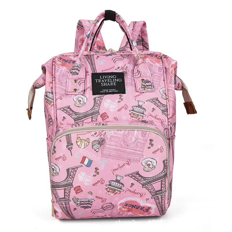 Lightweight Portable Women's Backpack Bottle Insulation Storage Bag Fashion Mom Backpack New Cartoon Printed Mommy Diaper Bags