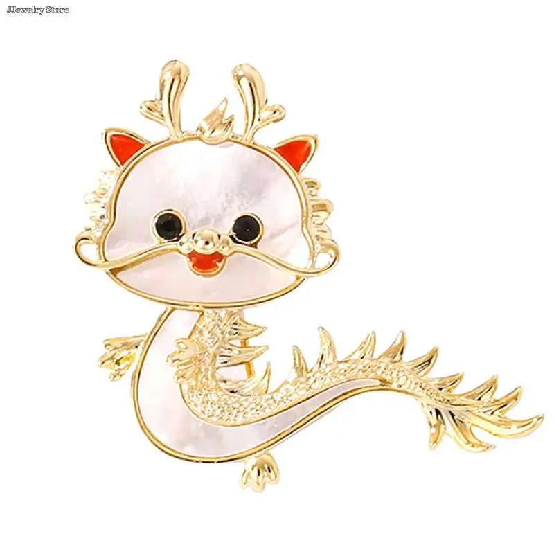 

1PC Cartoon Imitation Shell Dragon Brooch For Women Chinese Zodiac Dragon Enamel Pins Cute Animal Badge Birthday Jewelry Gift