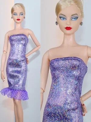 

1/6 Charming Purple Off Shoulder Dress For Barbie Dolls Accessories For Barbie Clothes Little Gown Clothing Kids Toys Gift 11.5"