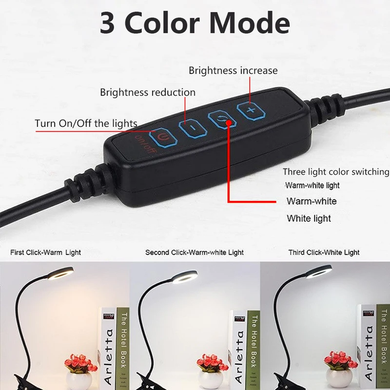 5x 30x 돋보기가있는 USB 접이식 돋보기 유리 스윙 암 디밍 가능 조명 돋보기 LED 데스크 라이트 3 색 모드