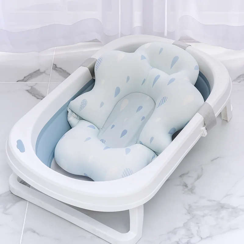 Newborn Bathtub Pad Ajustable Baby Bath Support Seat Mat Shower Cushion Foldable Baby Bath Seat Floating Security Water Pad