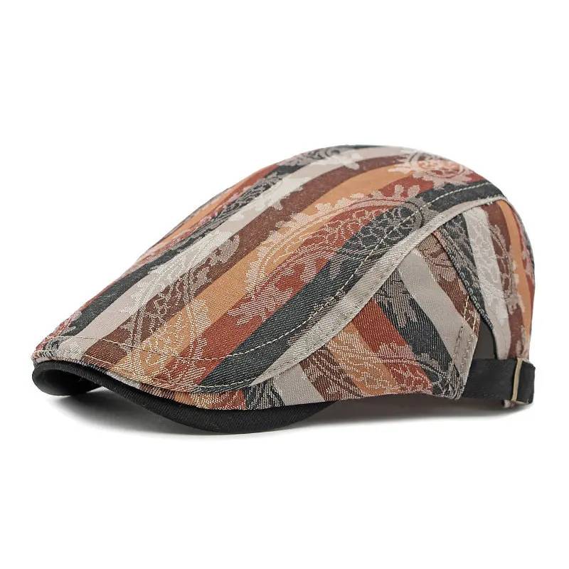 Four Seasons Cotton Print Newsboy Caps Flat Peaked Cap Men and Women Painter Beret Hats 160