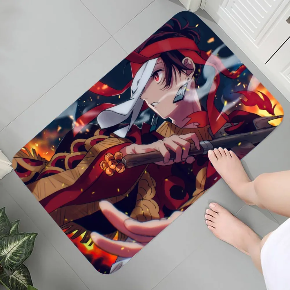 Alfombrilla de franela con estampado gráfico de Demon Slayer para baño, cocina, entrada, decoración del hogar