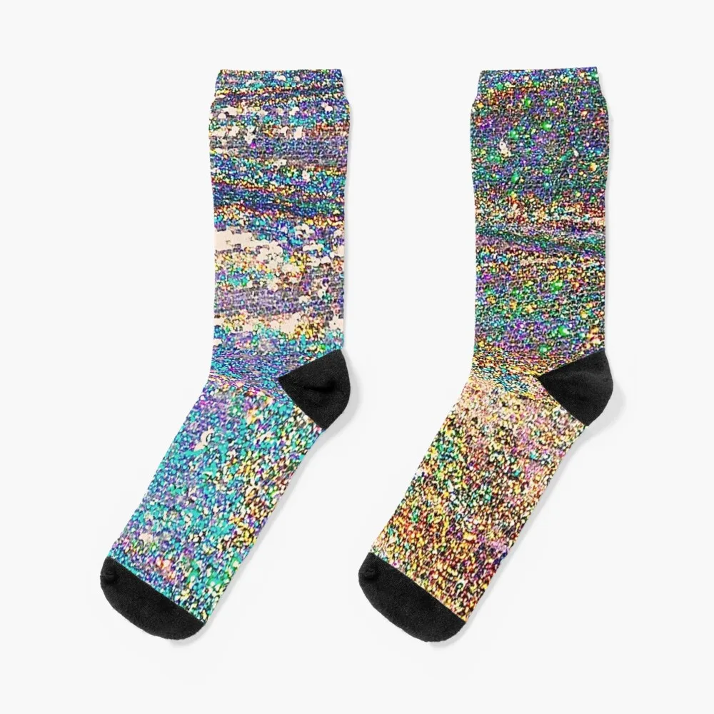 

Blue and Golden Glittery Sequin Print Socks Novelties Stockings christmas gift Socks For Girls Men's