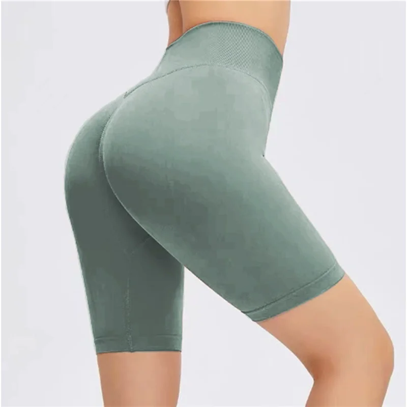 High-waisted Peach fitness quarter pants Women's stretch tight hip lift quick dry running yoga shorts