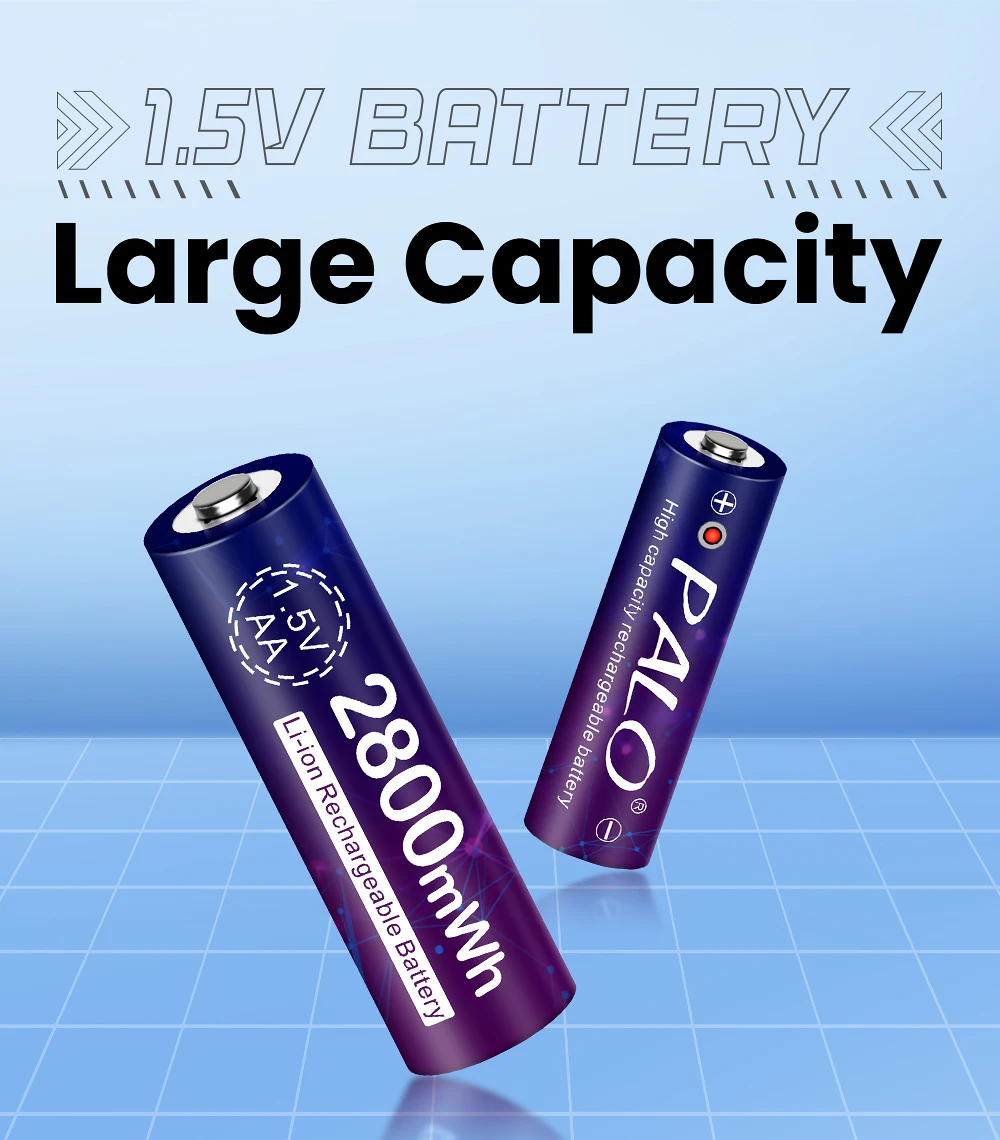PALO 1,5 V AA AAA Akku AA 2800 mWh AAA 900 mWh Li-Ion Akku mit 8 Steckplätzen LCD USB Ladegerät für 1,5 V AA AAA Batterie – Detail 7