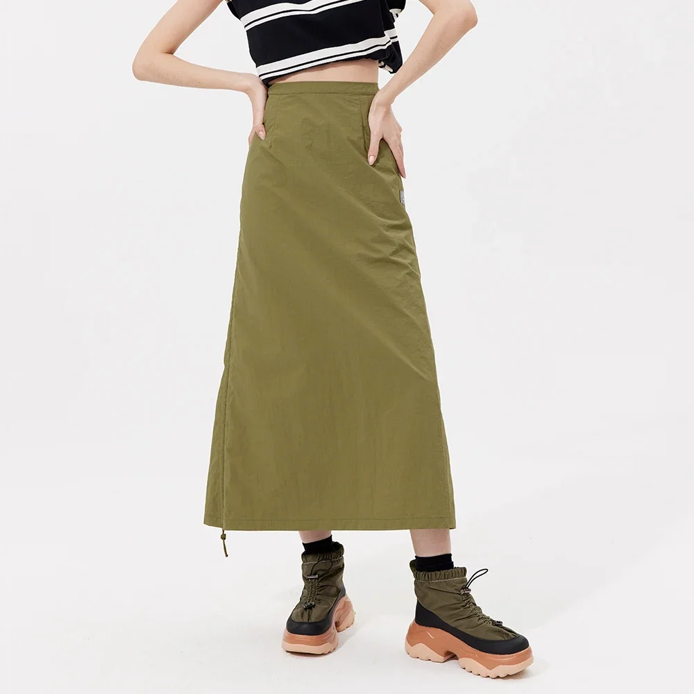 OhSunny Spring Summer Sunscreen Long Skirt Women Paper Feeling Fabric Anti-UV UPF50+ Adjustable Drawstring  A-line Wrap Dress