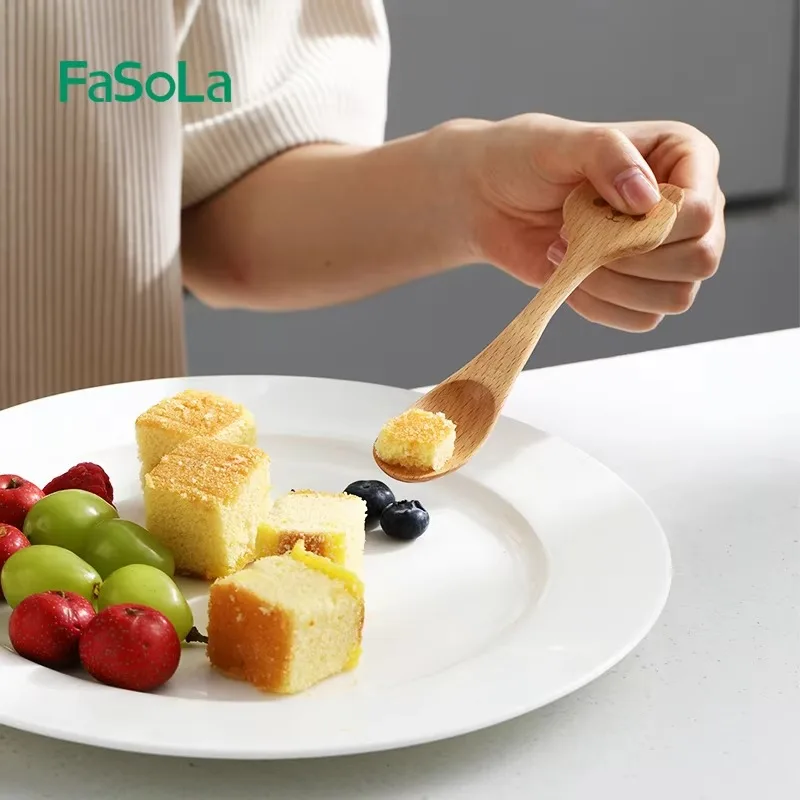 Wooden Spoon Small Ellipse Smooth for Honey Coffee Serving