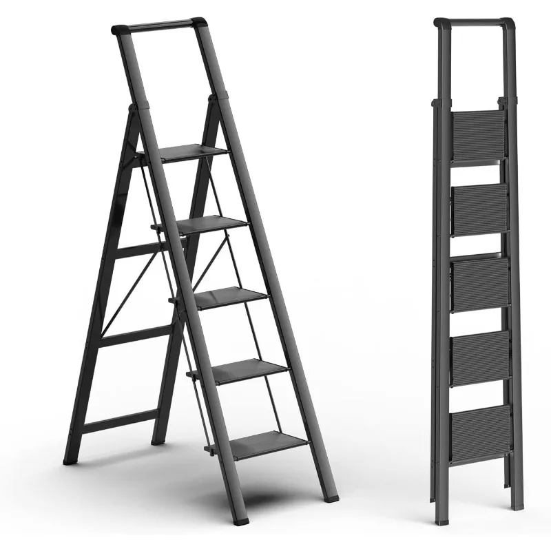 

5-ступенчатая легкая алюминиевая лестница GameGem, складная ступенчатая лестница с нескользящей и широкой педалью для дома, Новинка