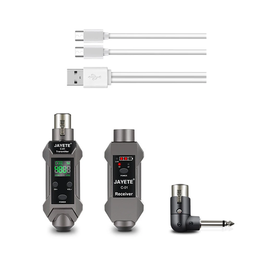 충전식 XLR 마이크 컨버터 어댑터, 무선 시스템, 다이내믹 마이크 오디오 믹서용, HD 디스플레이, 30m-50m 범위, 48V