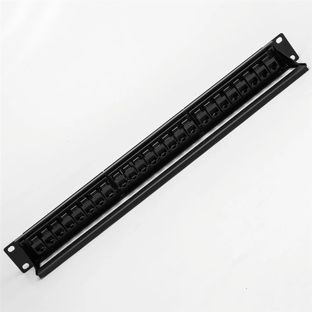 19Inch 1U Cabinet Rack Pass-Through 24 Port CAT6 Patch Panel RJ45 Cable Adapter Keystone Jack Modular Frame