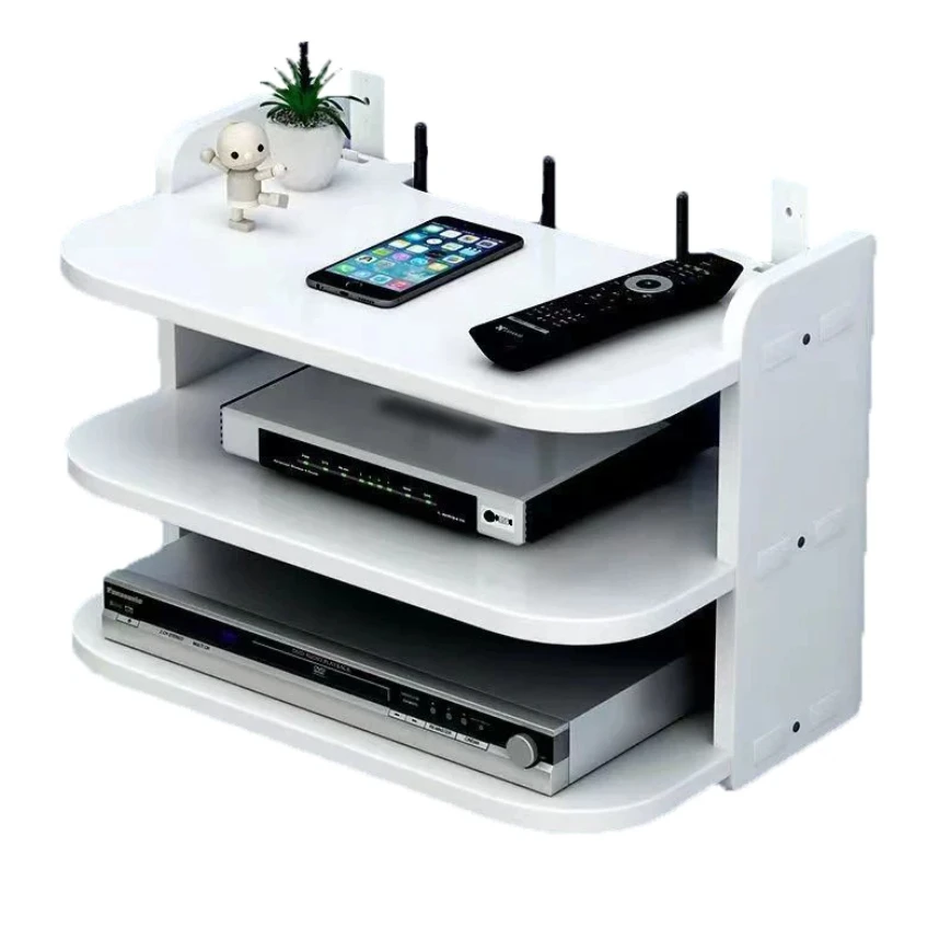Storage Rack Tv Screen Shelf Hanging Storage Rack WiFi Hanging Shelf Wall-Mounted with Power Strip Multi-Outlet TV Set Top Box Cable Organizer Hidden Floating Rack for Home Theat