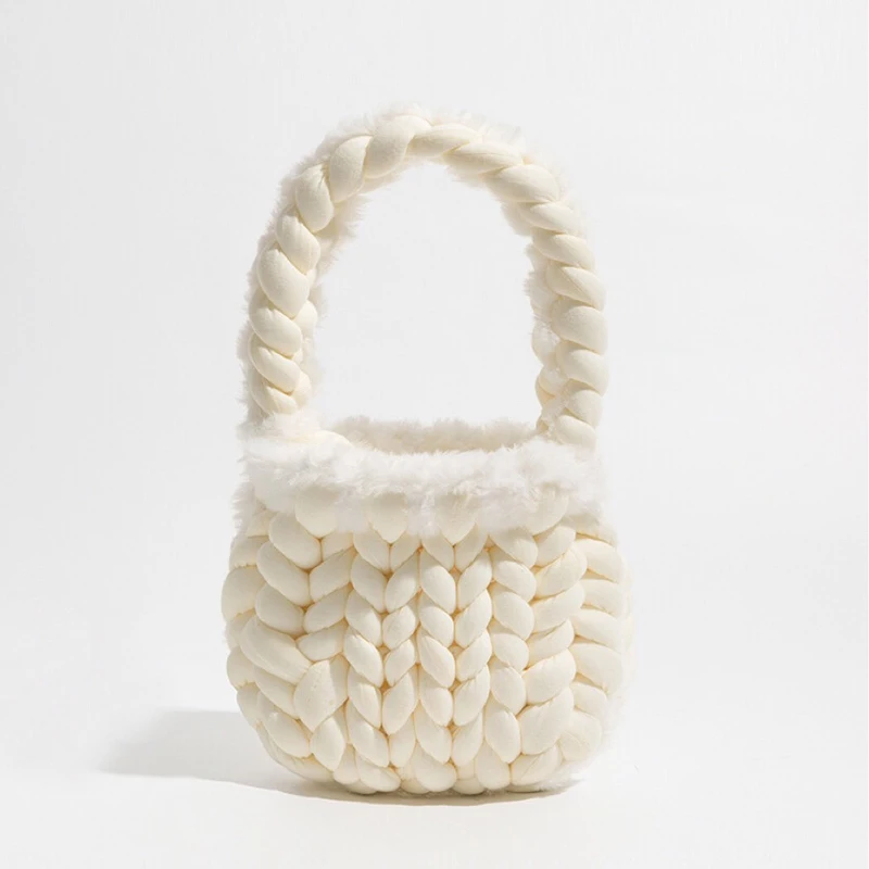 

TOBO самодельные нишевые однотонные с белыми пушистыми краями сумки для женщин милые конфетные цвета милые мини-кошельки осенние вечерние сумки