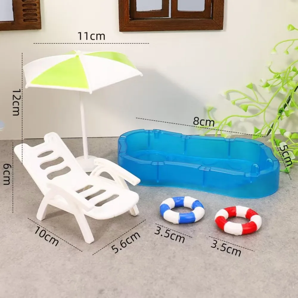 Puppenhaus im Maßstab 1:12, Pool-Set, Szene, Dekoration, Miniatur-Puppenhaus, Möbel, Schwimmen, Modell, Mädchen, Geburtstagsgeschenk, Spielhaus, Spielzeug – Detail 8