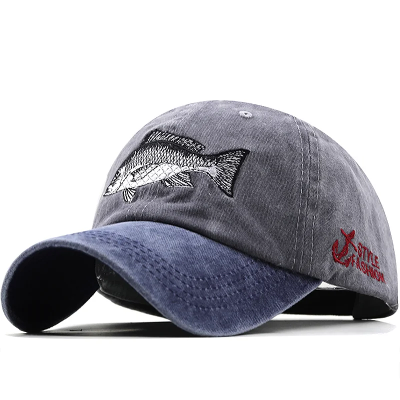 Unisex3DfishEmbroideredFishingBaseballCapsWomensMensOutdoor