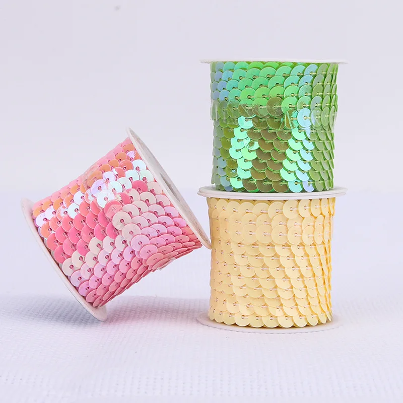 4.5M/Roll 6mm Sequins Ribbon Round Flat Sequins Laser Giltter Paillettes Wedding Crafts DIY Scrapbooking Pendant Decor