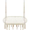 Hammock Chair Hanging Swing with Cushion,Hanging Cotton Ropes, Metal Frame, 450 lbs Capacity Indoor Outdoor, Patio Swings 1